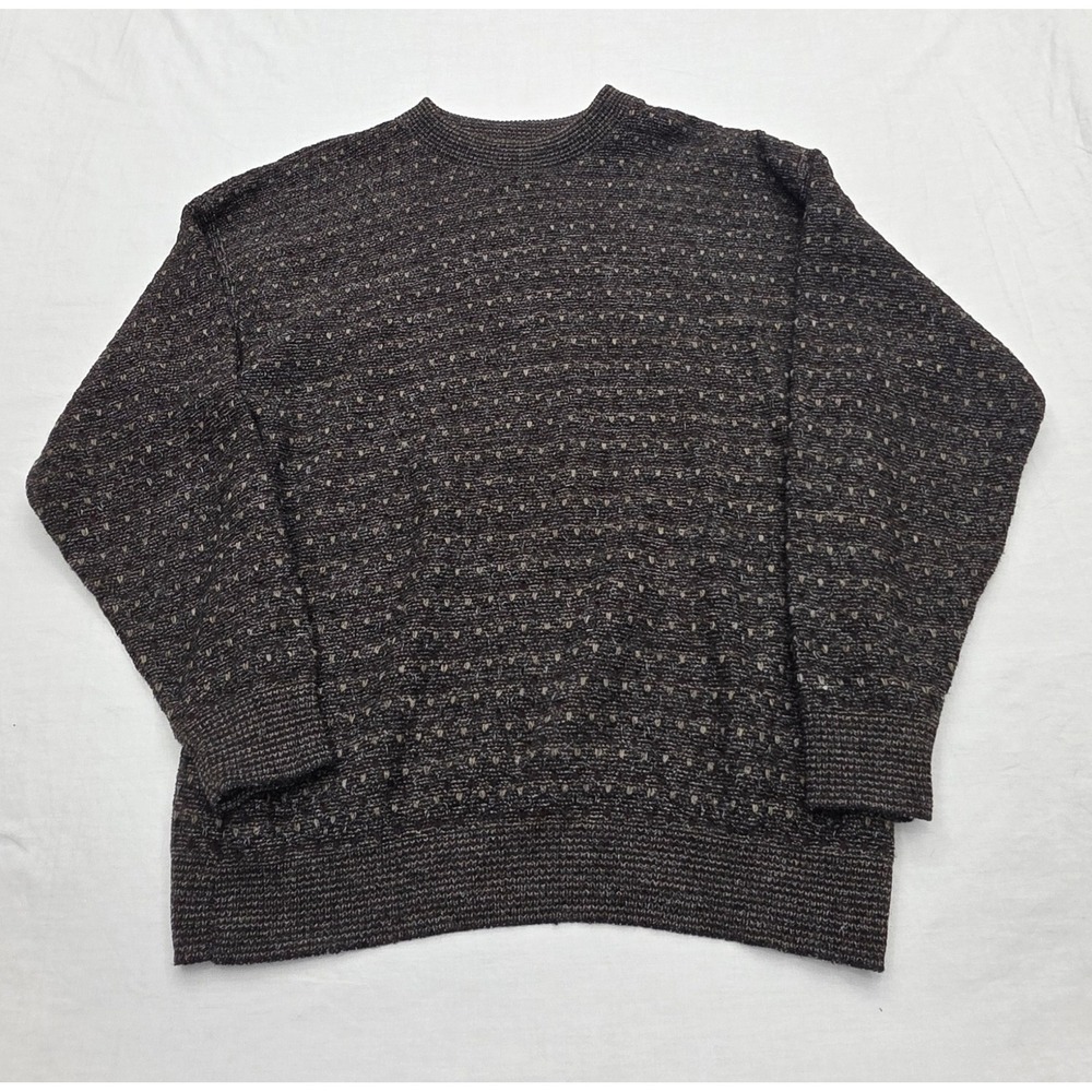 Vintage Lavane New York Brown Textured Knit Sweater Men's Size Large Made In USA